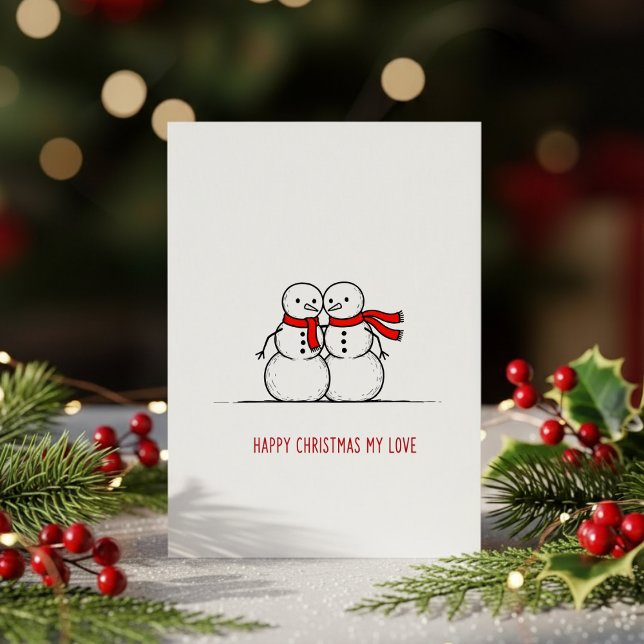 Romantic Snowman Kiss Card – Sweet Christmas Love  (Creator Uploaded)