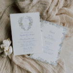 Romantic Soft Blue Floral Crest All In One Wedding Invitation<br><div class="desc">Introducing our elegant all in one wedding invitation, embellished with a stunning soft blue floral wedding monogram crest and classic calligraphy! If you're looking for a wedding invitation that exudes sophistication, luxury and style, this is the perfect invitation for you. The monogram crest adds a touch of vintage elegance to...</div>