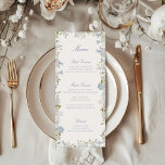 Romantic Soft Blue Floral Wedding Menu<br><div class="desc">Elegant wedding menu,  embellished with a stunning soft blue floral frame design and classic calligraphy. The timeless calligraphy adds a personal touch to the menu that is both romantic and enchanting.</div>
