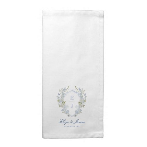 Romantic Soft Blue Monogram Crest Wedding Cloth Napkin