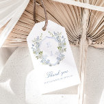 Romantic Soft Blue Monogram Crest Wedding Gift Tags<br><div class="desc">Elegant wedding gift tags,  embellished with a stunning soft blue floral wedding monogram crest and classic calligraphy.</div>