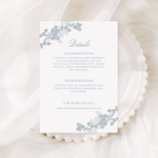 Romantic Soft Blue Vintage Floral Wedding Details Enclosure Card