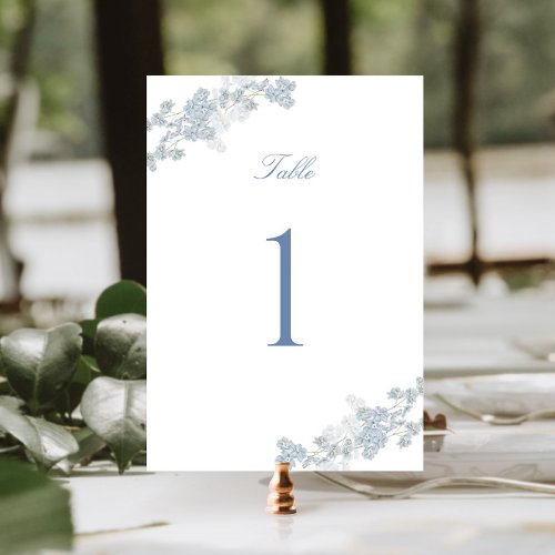Romantic Soft Blue Vintage Floral Wedding Table Number
