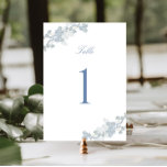 Romantic Soft Blue Vintage Floral Wedding Table Number<br><div class="desc">Elegant romantic wedding table number card,  adorned with a stunning soft blue watercolor floral design and classic calligraphy.</div>