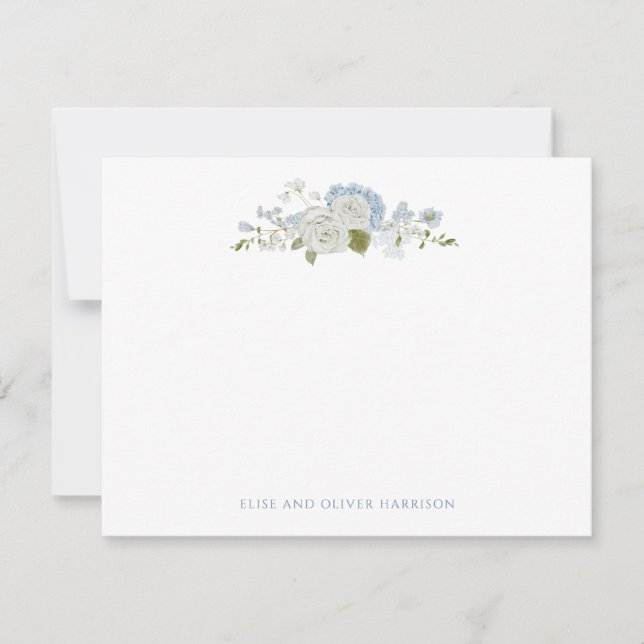 Romantic Soft Blue White Wedding Thank You Card (Front)