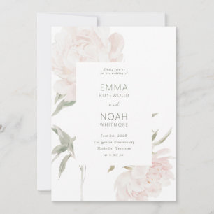 Romantic Soft Blush Peony Wedding Invitation