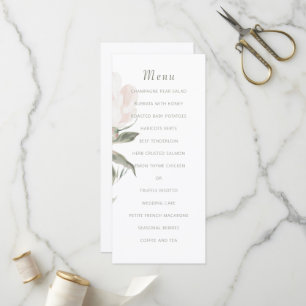 Romantic Soft Blush Peony Wedding Menu