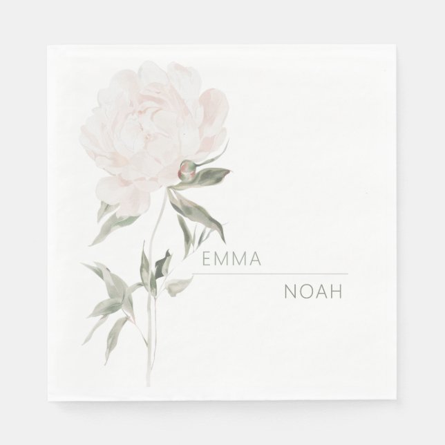 Romantic Soft Blush Peony Wedding Napkins (Front)