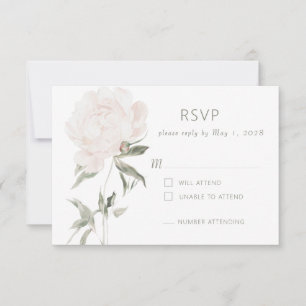 Romantic Soft Blush Peony Wedding RSVP Card