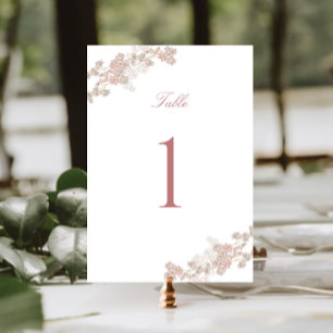 Romantic Soft Blush Vintage Floral Wedding Table Number