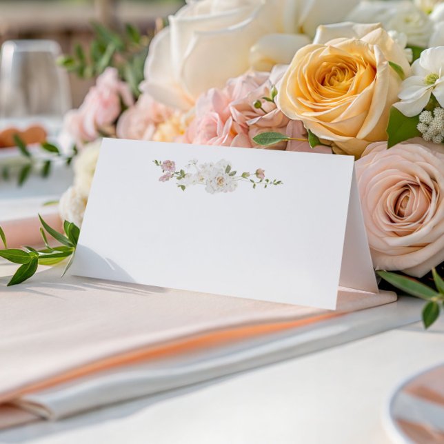 Romantic Soft Blush White Bouquet Wedding Place Card (Creator Uploaded)