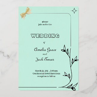 Romantic Soft Color with branch border design Foil Invitation