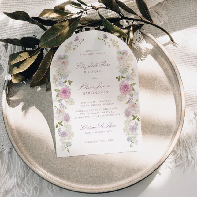 Romantic Soft Pastel Floral Arch Wedding Invitation | Zazzle