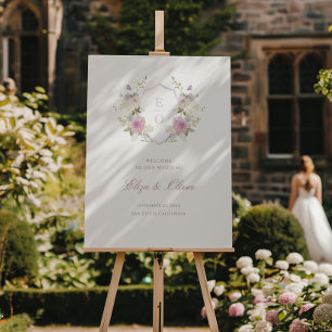 Romantic Soft Pastel Monogram Crest Wedding Foam Board