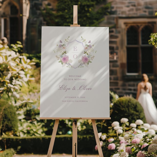 Romantic Soft Pastel Monogram Crest Wedding Foam Board (Creator Uploaded)