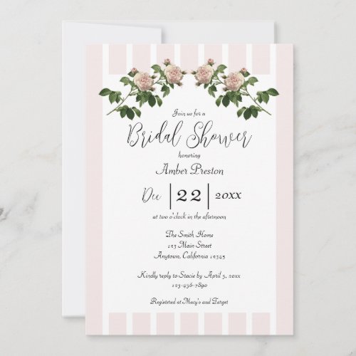 Romantic Soft Pink Bridal Shower Invitation