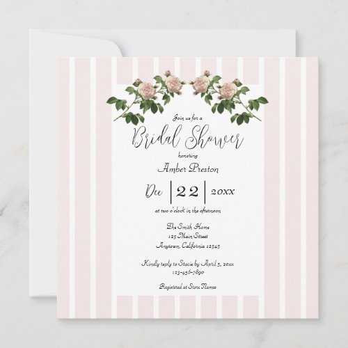 Romantic Soft Pink Bridal Shower Invitation