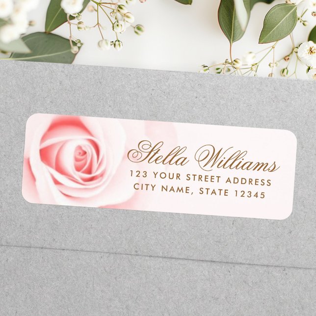 Romantic soft pink rose return address label (Romantic soft pink rose return address label)