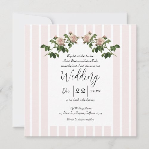 Romantic Soft Pink Wedding Invitation