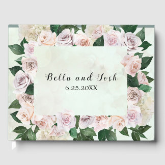 Romantic Soft Rose and Hydrangea Wedding Guest Book