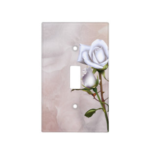 Romantic Soft White Roses Elegant Floral Peach Light Switch Cover