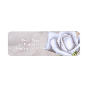Romantic Soft White Roses Elegant Floral Wedding Label