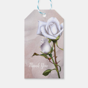 Romantic Soft White Roses Elegant Wedding Favor Gift Tags