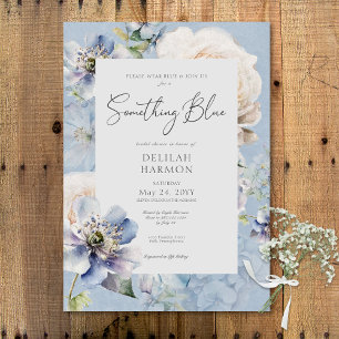 Romantic Something Blue Floral Bridal Shower Invitation