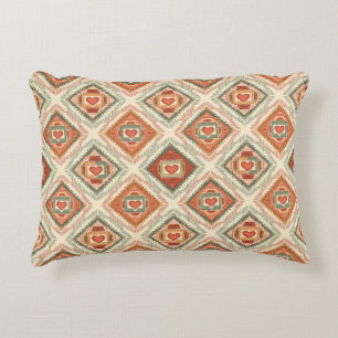 Romantic Southwestern Heart Pattern Peach & Sage Accent Pillow