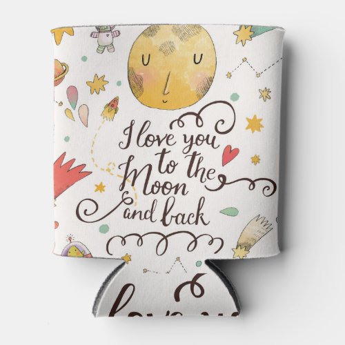 Romantic Space Theme Love Card Can Cooler