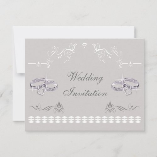 Romantic Sparkly Wedding Bands  Hearts Wedding Invitation