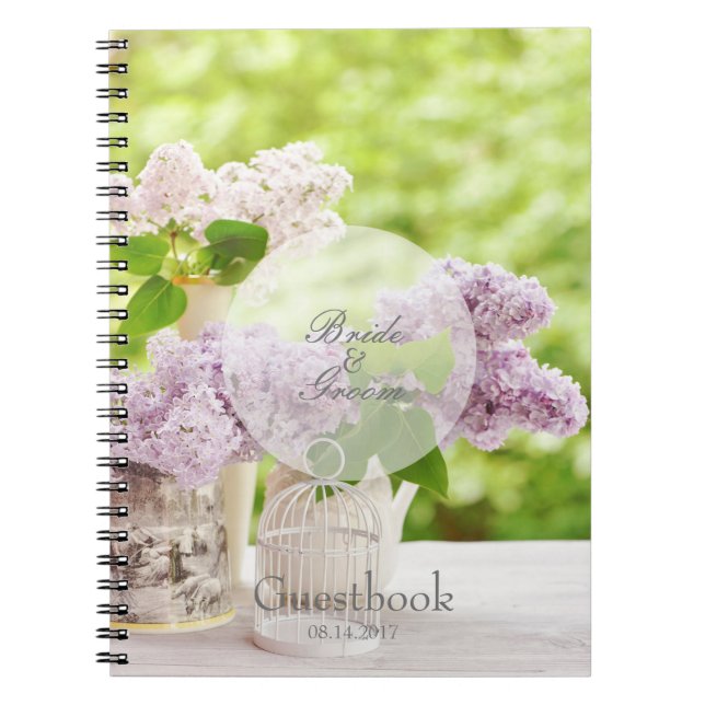 Romantic Spring Flower Floral Lilac guest book (Front)