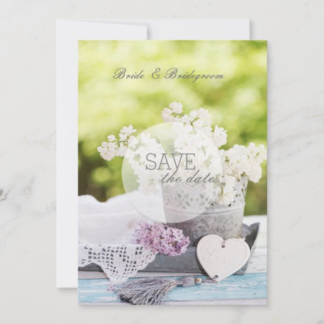 Romantic Spring Flower Floral Lilac SAVE the Date (Front)