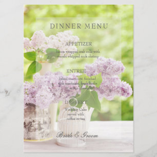 Romantic Spring Flower Floral Lilac Wedding Menu