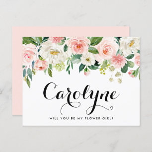 Romantic Spring Flowers Be My Flower Girl Card