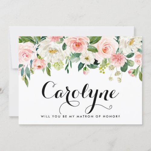 Romantic Spring Flowers Be My Matron of Honor Announcement