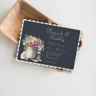 Romantic Spring Flowers Vase Bridal Shower Brunch Invitation
