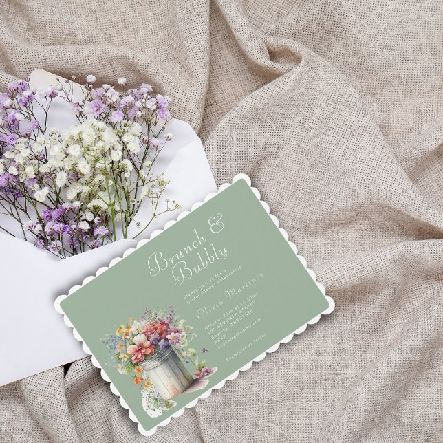 Romantic Spring Flowers Vase Bridal Shower Brunch Invitation (Creator Uploaded)