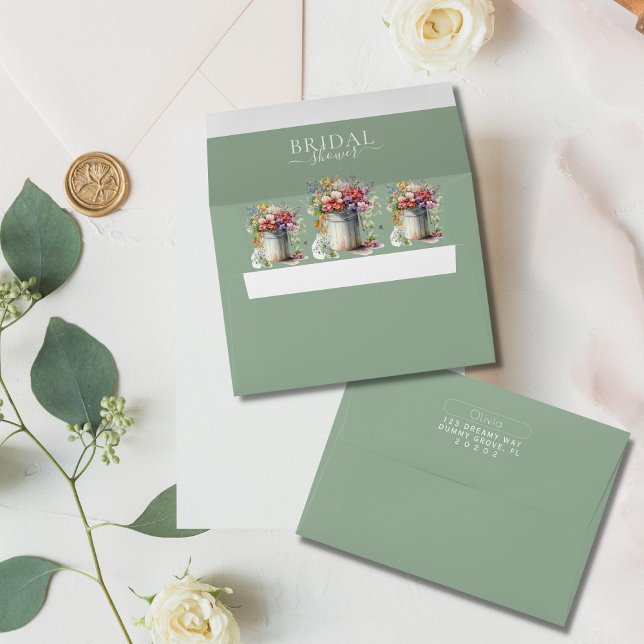 Romantic Spring Flowers Vase Bridal Shower Envelope (Creator Uploaded)