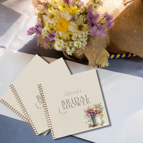 Romantic Spring Flowers Vase Bridal Shower Guest Notebook