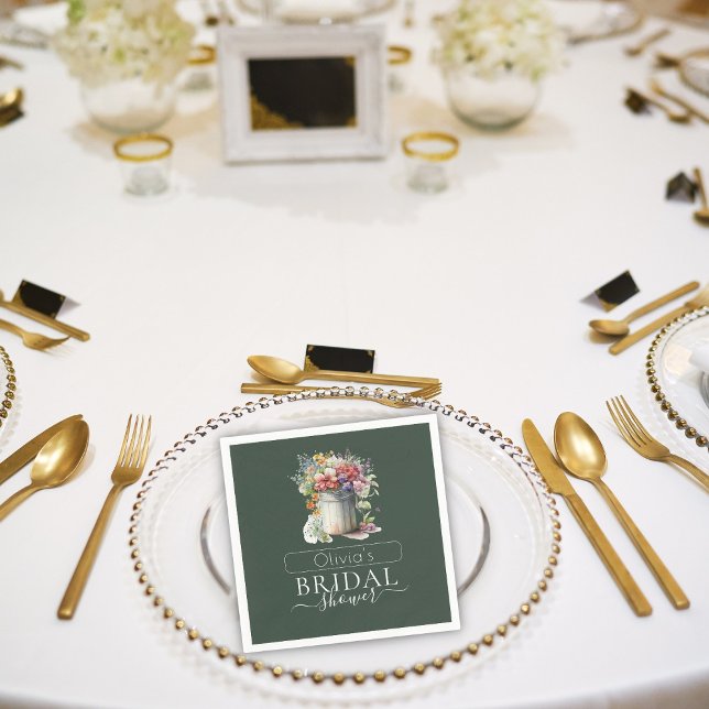 Romantic Spring Flowers Vase Bridal Shower Napkins (Creator Uploaded)