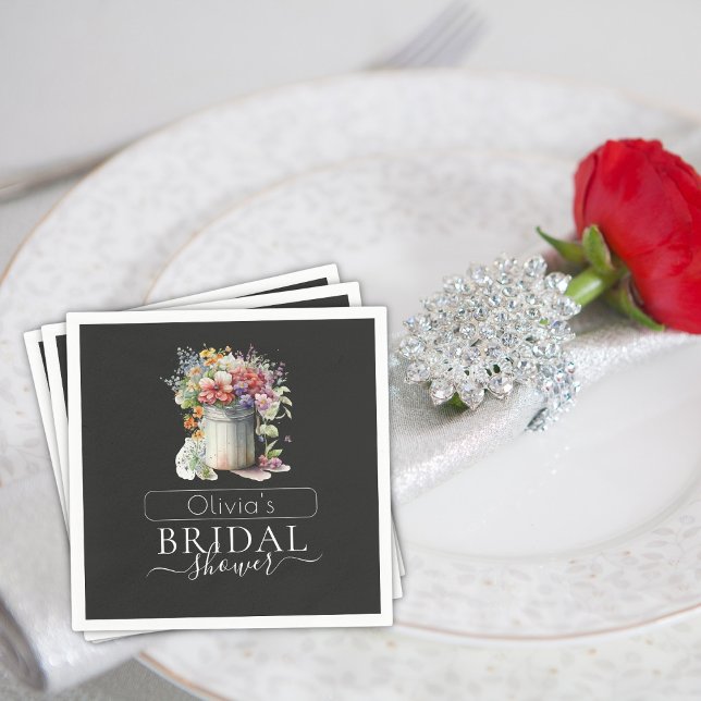 Romantic Spring Flowers Vase Bridal Shower Napkins (Creator Uploaded)