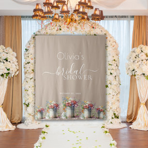 Romantic Spring Flowers Vase Bridal Shower Tapestry