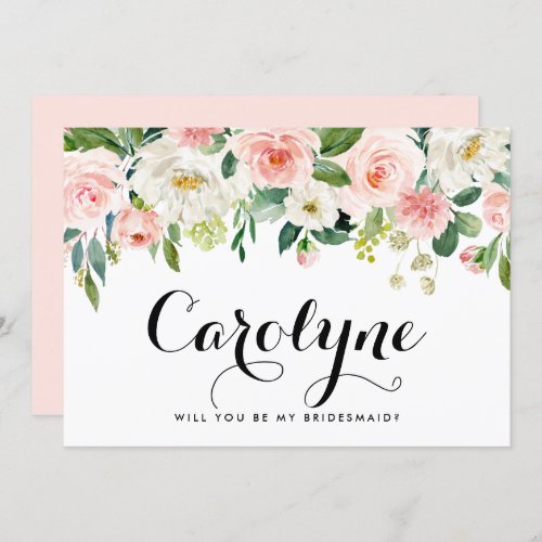 Romantic Spring Flowers Will You Be My Bridesmaid Announcement