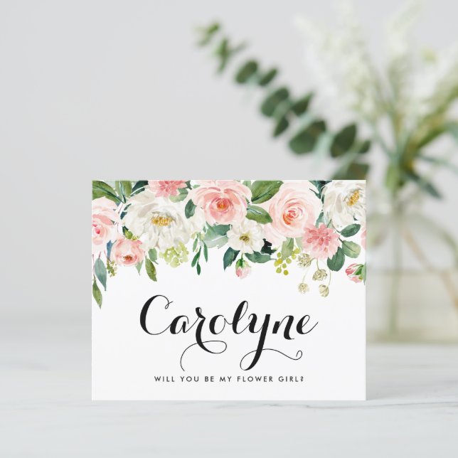 Romantic Spring Flowers Will You Be My Flower Girl (Standing Front)