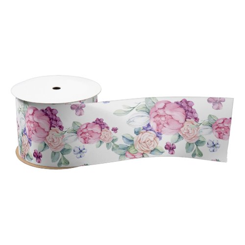 Romantic Spring Glowers Satin Ribbon