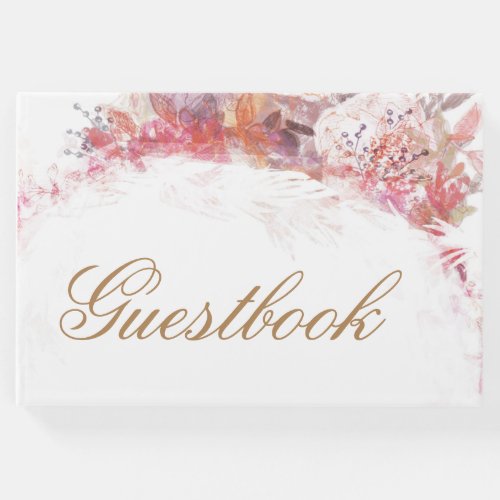 Romantic Spring Pink Flower Wedding Guest Book