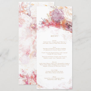 Romantic Spring Pink Flower Wedding Reception Menu Invitation