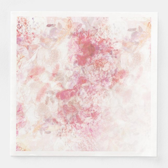 Romantic Spring Pink Flowers Wedding Paper Dinner Napkins (Front)
