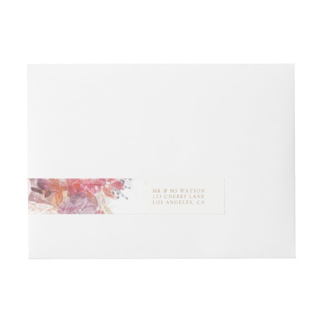 Romantic Spring Pink Flowers Wedding Wrap Around Address Label (Front)